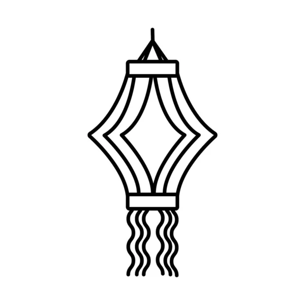 Diwali papírová lampa závěsné čáry styl ikony — Stockový vektor