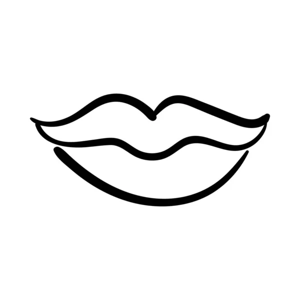 Sexi ústa pop art line styl ikony — Stockový vektor