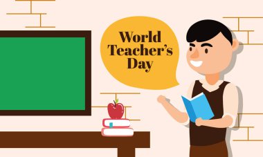 erkek öğretmen işçi karakter simgesi