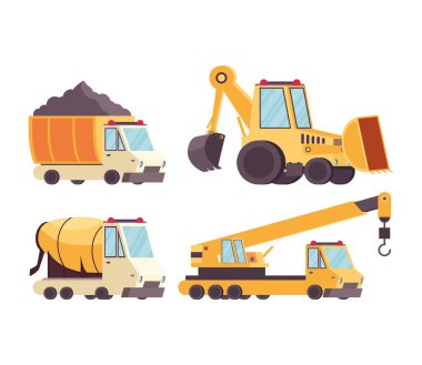 İnşaat araçları koleksiyon simgelerini ayarla