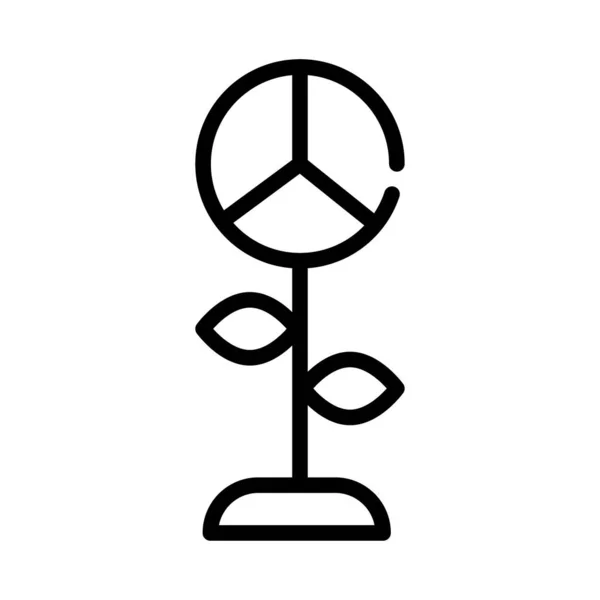 Květina s mír a láska symbol čára styl ikony — Stockový vektor
