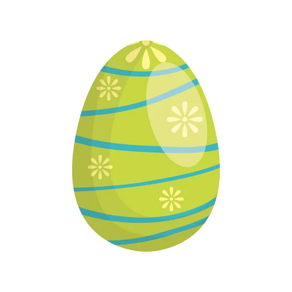 Χαρούμενο πασχαλινό αυγό χρώμα με γραμμές και λουλούδια — Διανυσματικό Αρχείο
