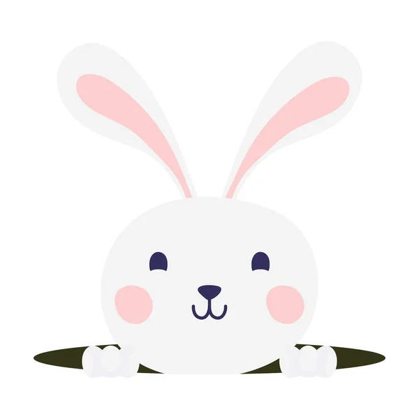 Mignon petit lapin de Pâques dans le caractère trou — Image vectorielle
