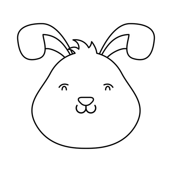 Aranyos húsvét kis nyúl fej karakter vonal stílus ikon — Stock Vector