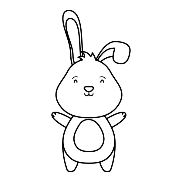 Carino pasqua piccolo coniglio personaggio linea stile icona — Vettoriale Stock