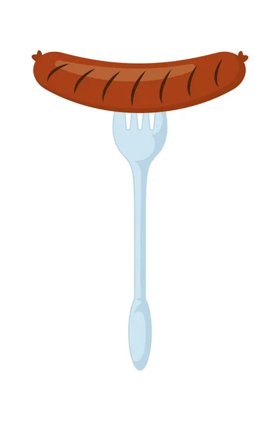 Délicieux aliments frits à la saucisse à la fourchette — Image vectorielle