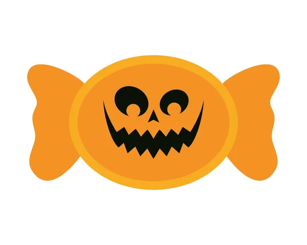 Halloween sladké bonbóny s ikonou obličeje — Stockový vektor