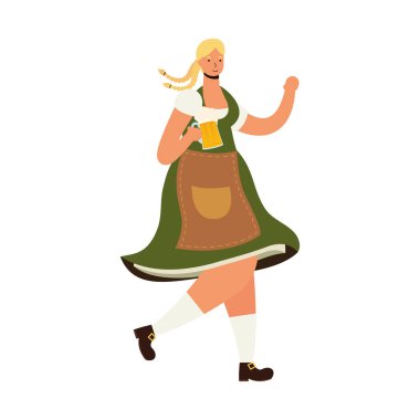 Güzel Alman sarışın kadın bira içiyor.