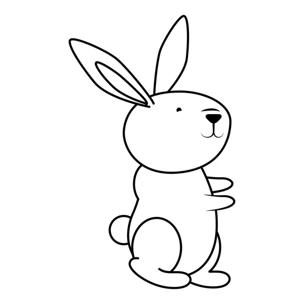 Easter little rabbit standing pose character line style icon — Stock Vector