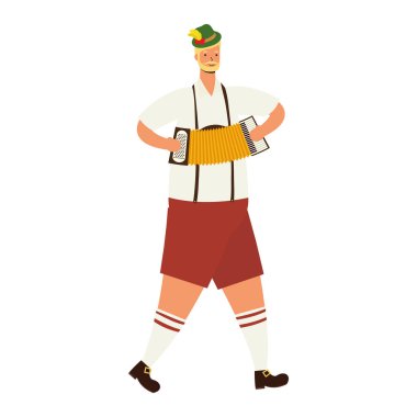 Alman akordeon çalan tirol takım elbiseli adam.