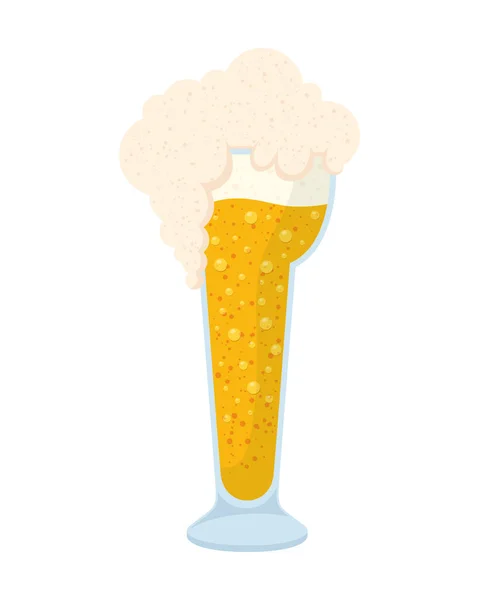 Frisches Bier im Glas mit Schaumstoff-Ikone — Stockvektor