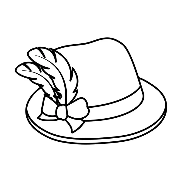 Tyrolean hat german culture line style icon — 스톡 벡터