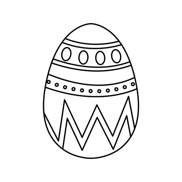 Happy easter egg paint with points and figures icon — Stock Vector