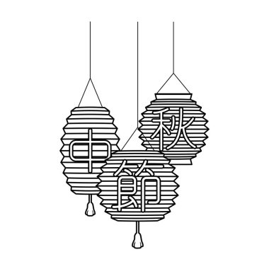 Çince renkler dekoratif asılı çizgi simgelerini aydınlatıyor