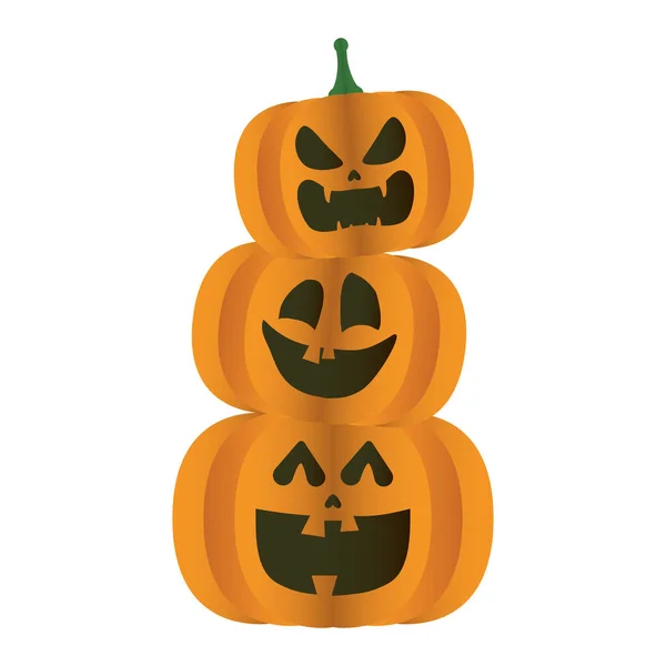 Citrouilles halloween visages pile tour icône — Image vectorielle