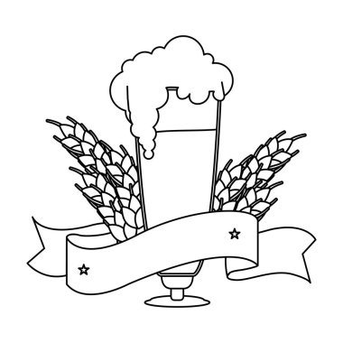 Arpa dikenleri ve şerit çizgisi ikonu olan taze biralar.