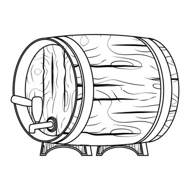 bira ahşap fıçı çizgisi tarzı simge