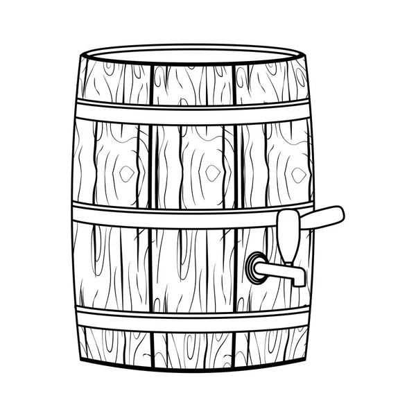 Bière baril en bois dessiné icône de style ligne — Image vectorielle