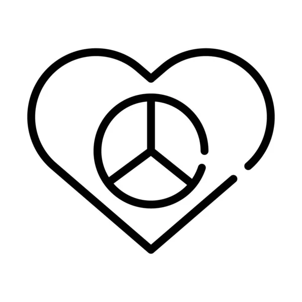 하트 라인 스타일 아이콘 안의 평화와 사랑의 상징 — 스톡 벡터