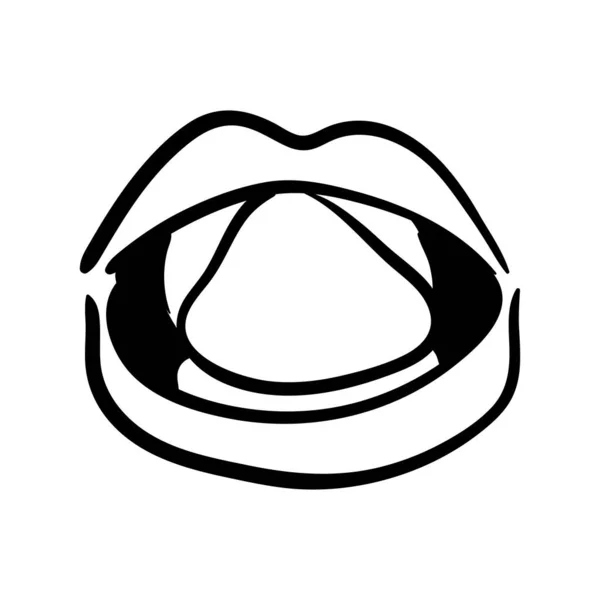 Sexi mond en tanden met tong uit pop art line stijl pictogram — Stockvector