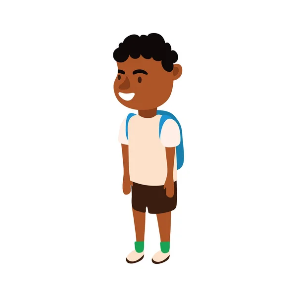 Kleine student afro jongen avatar karakter — Stockvector