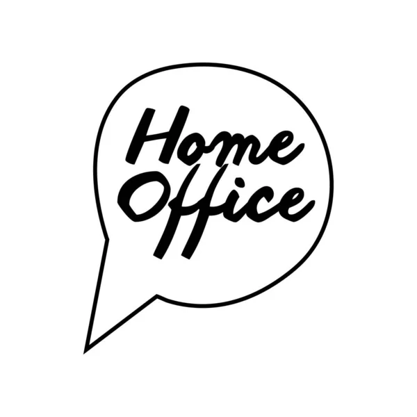 Home office the belettering belettering in spraak bel lijn stijl — Stockvector