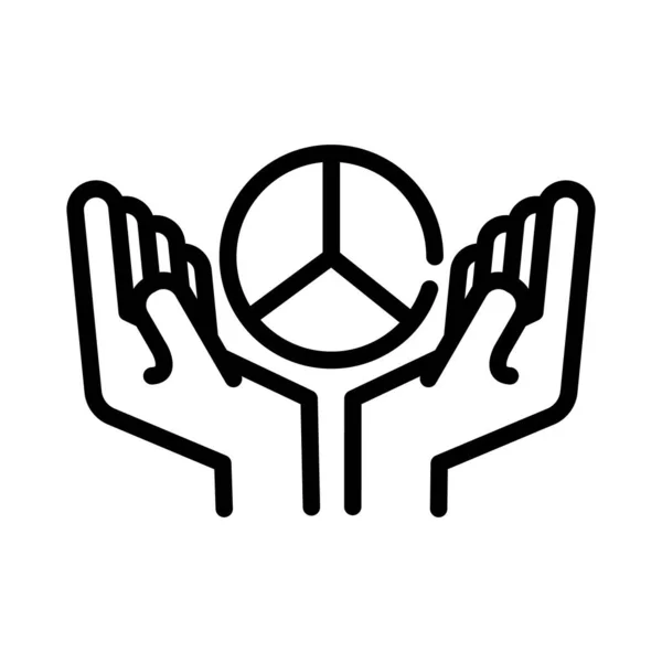 Hände mit Frieden und Liebe Symbol Linie Stil-Symbol — Stockvektor