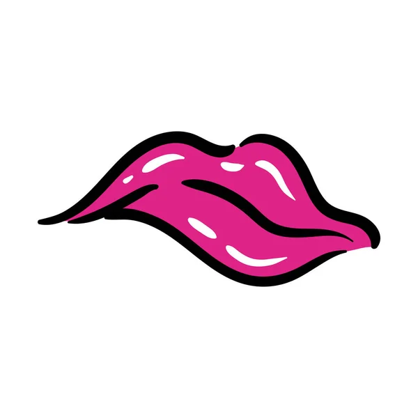 Sexi bocca pop art linea e riempire l'icona di stile — Vettoriale Stock