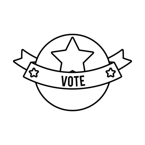 Palabra de voto en marco de cinta EE.UU. línea electoral icono de estilo — Vector de stock