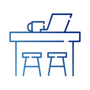 dizüstü bilgisayar ve kahve fincanı gradyan stili simgesi