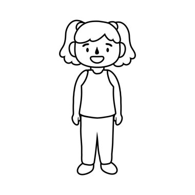 Küçük öğrenci kız avatar karakter çizgisi simgesi