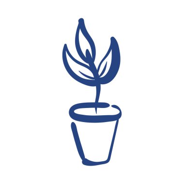 Seramik saksıda seramik bitkiler serbest biçim simgesi