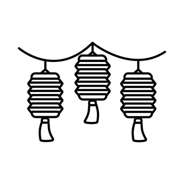 Sonbahar lambaları dekorasyon çizgisi tarzında asılı