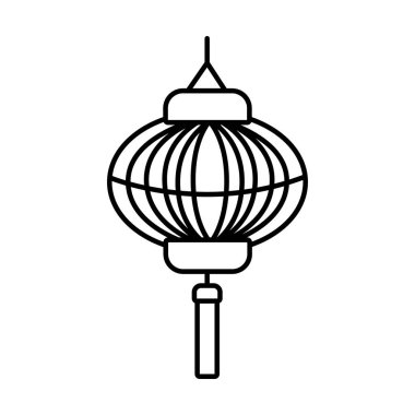 Sonbahar ortası lambası sarı asılı çizgi simgesi