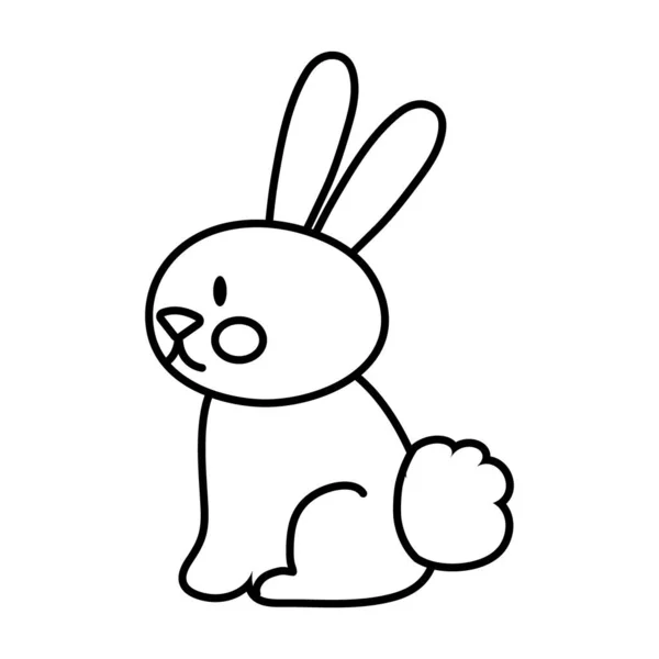 Mid höst söt kanin sittande linje stil ikon — Stock vektor