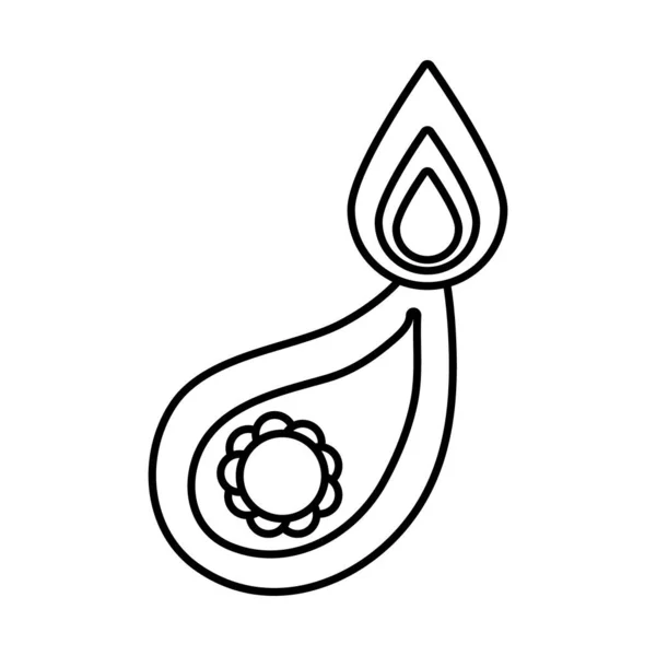Vela diwali con la gota mandala línea estilo icono — Archivo Imágenes Vectoriales