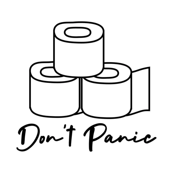 Dont panic lettering with toilet paper rolls line style — Stock Vector