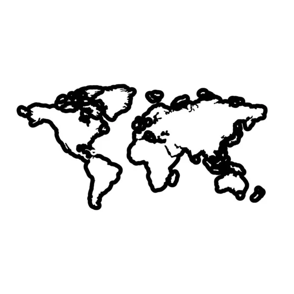 Világ bolygó Föld térképek vonal stílus ikon — Stock Vector