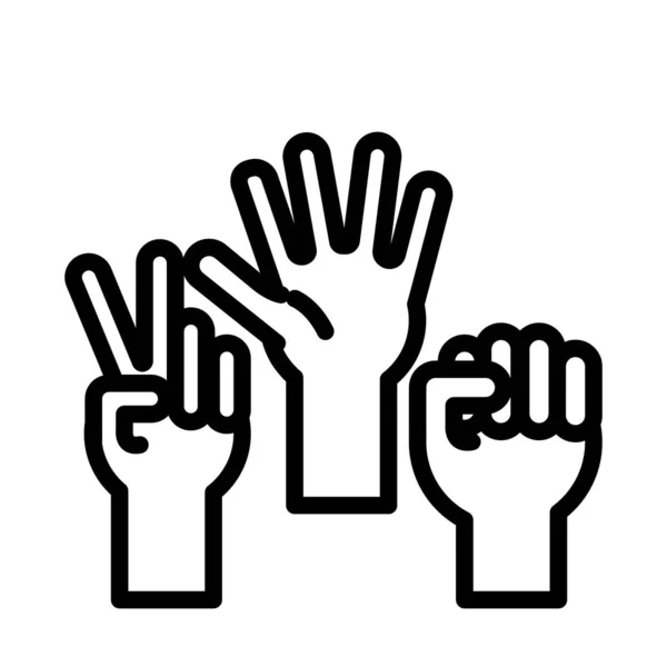 Ruce lidské symboly styl čáry ikona — Stockový vektor