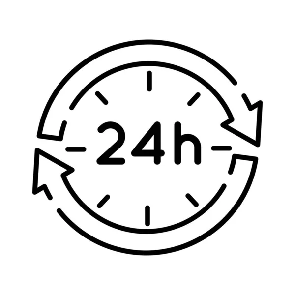 24 시간 라인 스타일 아이콘으로 화살표 — 스톡 벡터