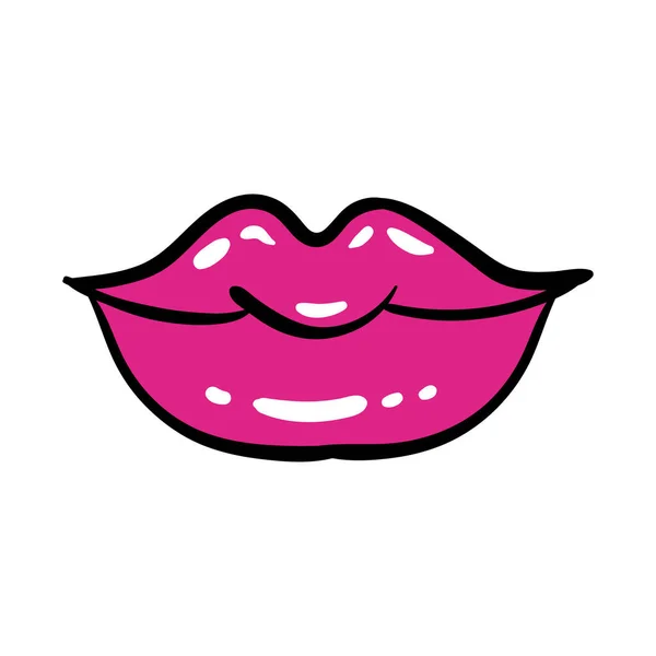 Sexi mouth pop art line und fill style icon — Stockvektor
