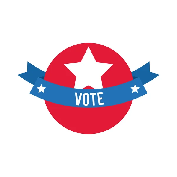 Mot de vote dans le cadre du ruban Etats-Unis élections style plat icône — Image vectorielle
