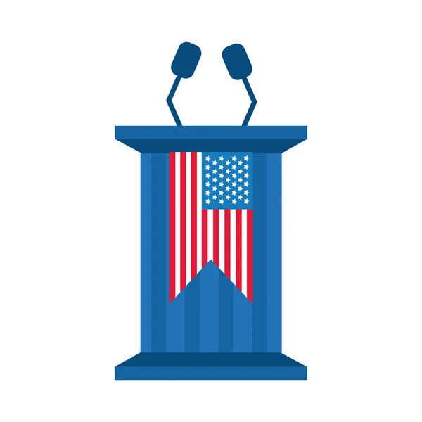 Etats-Unis drapeau des élections dans le discours podium style plat icône — Image vectorielle
