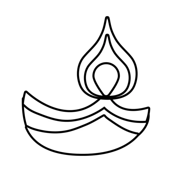 Diwali bougie ligne style icône — Image vectorielle