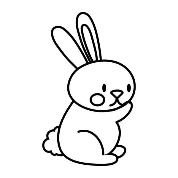 Mid autumn cute rabbit seated line style icon — Stock Vector