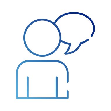 Konuşma kabarcığı gradyan biçim simgesine sahip insan figürü avatarı