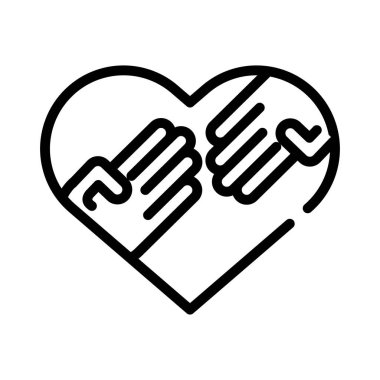 Kalp içinde insan eli Sevgi sembolü çizgisi simgesi