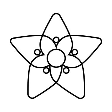 Sonbahar ortası dekoratif çiçek kırmızı ve pembe çizgi simgesi