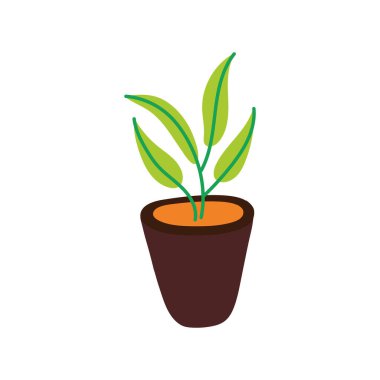 seramik çömlek ikonunda ev bitkisi