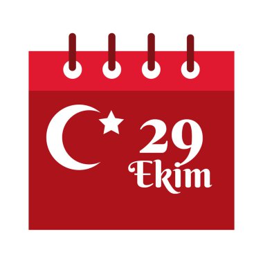 cumhuriyet bayrami kutlama günü takvim düz stil 29 numara ile
